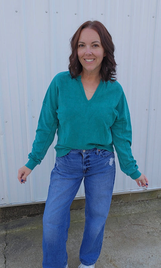 Notched Neck Sweatshirt