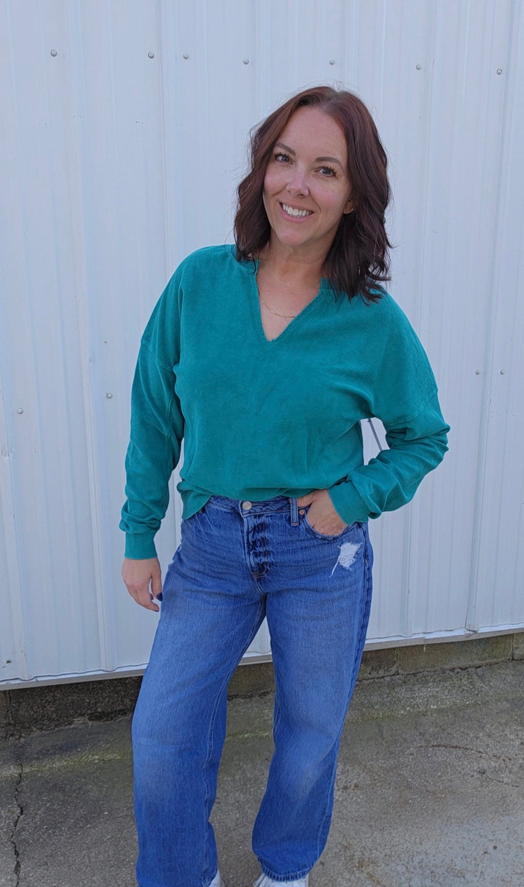 Notched Neck Sweatshirt
