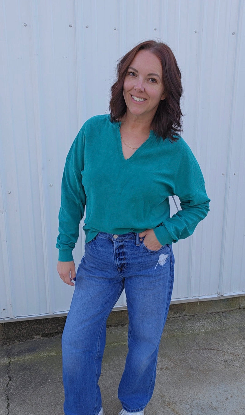 Notched Neck Sweatshirt