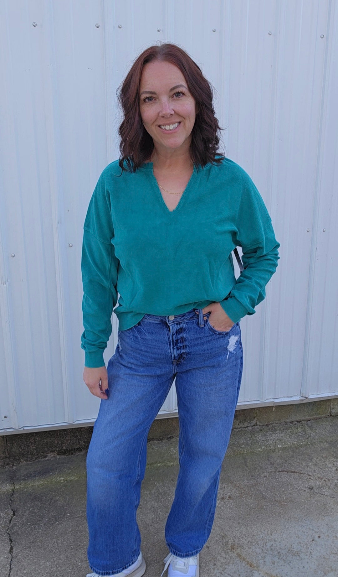 Notched Neck Sweatshirt