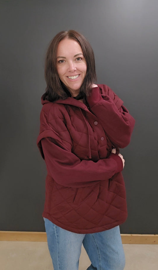 Quilted Snap Hoodie