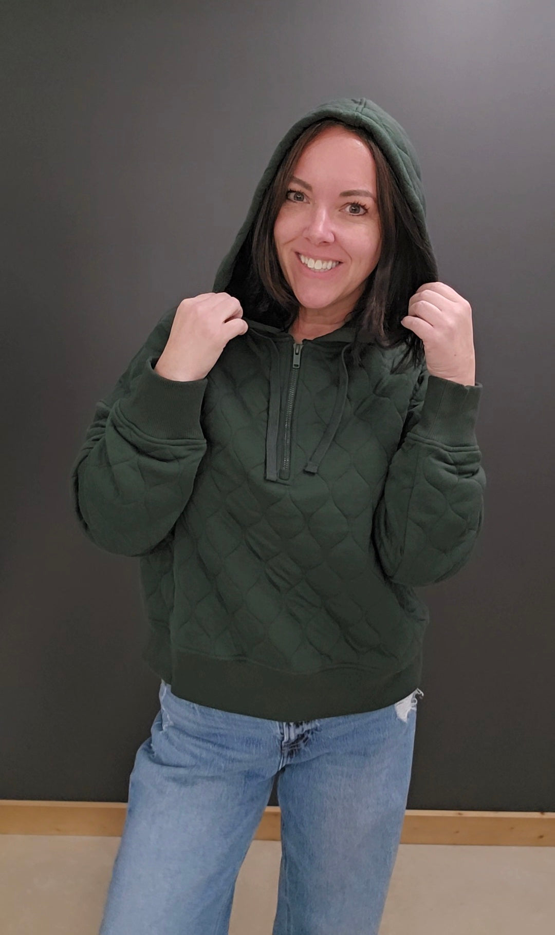 Quilted Quarter Zip Hoodie