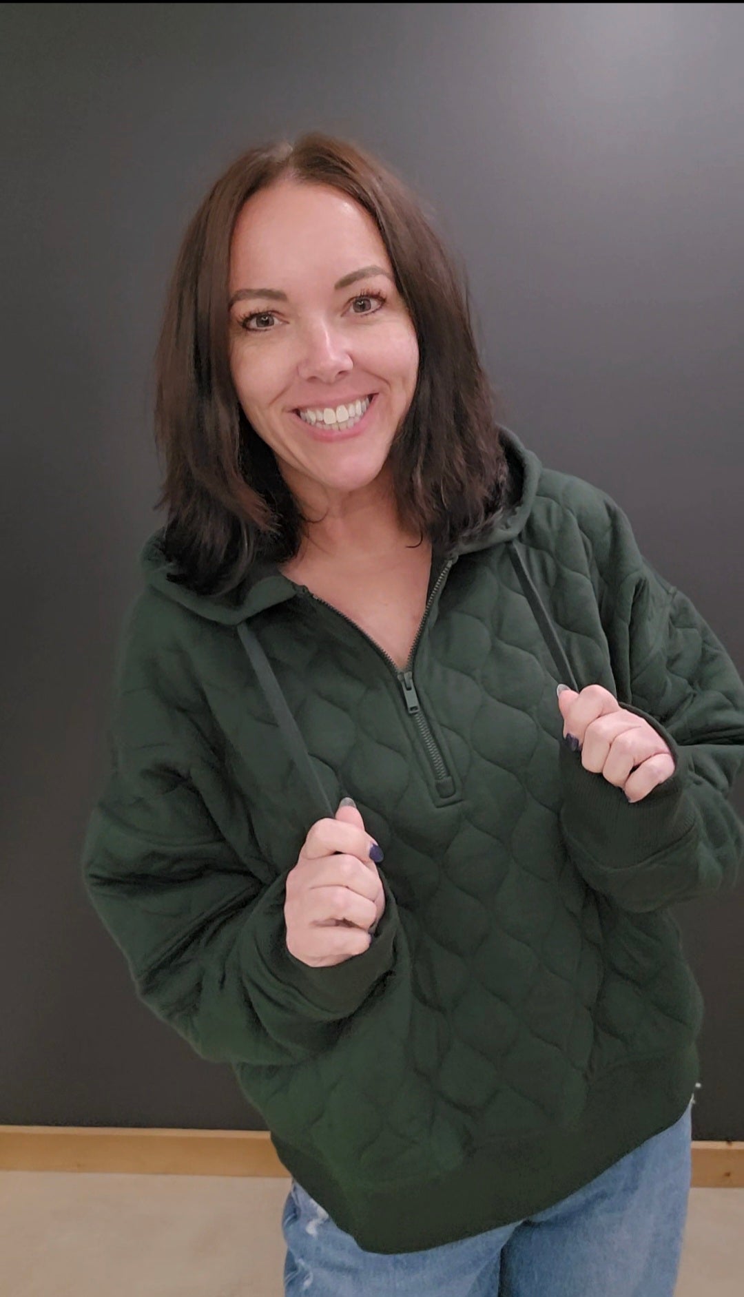 Quilted Quarter Zip Hoodie