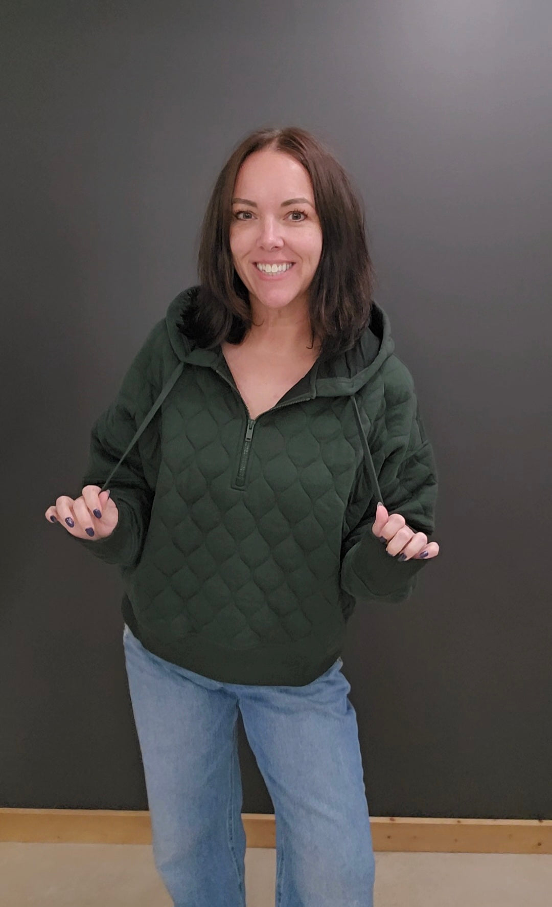 Quilted Quarter Zip Hoodie