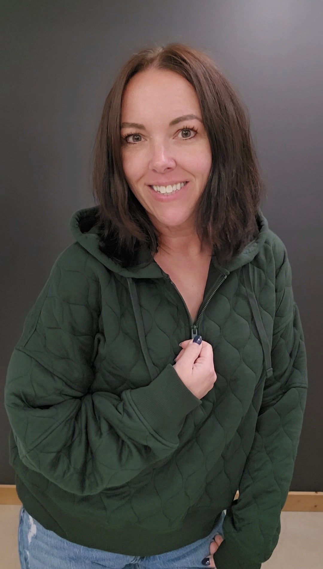 Quilted Quarter Zip Hoodie