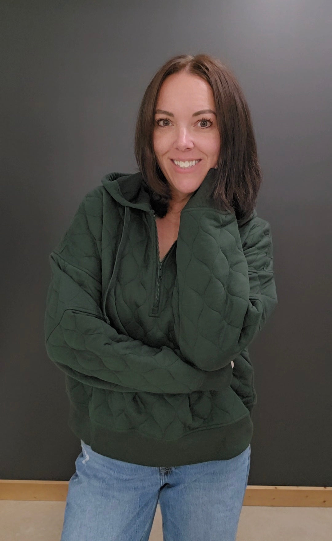 Quilted Quarter Zip Hoodie