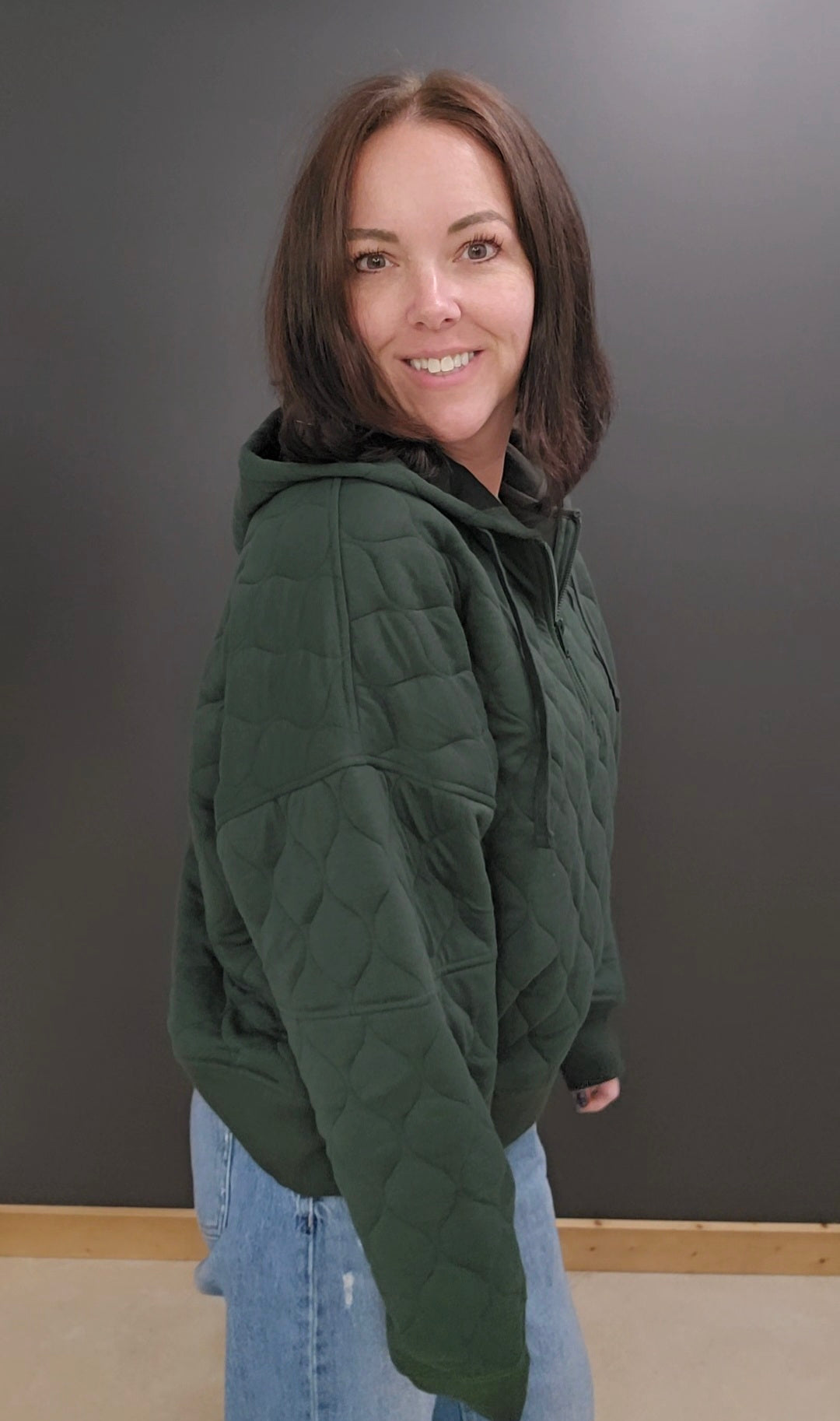 Quilted Quarter Zip Hoodie