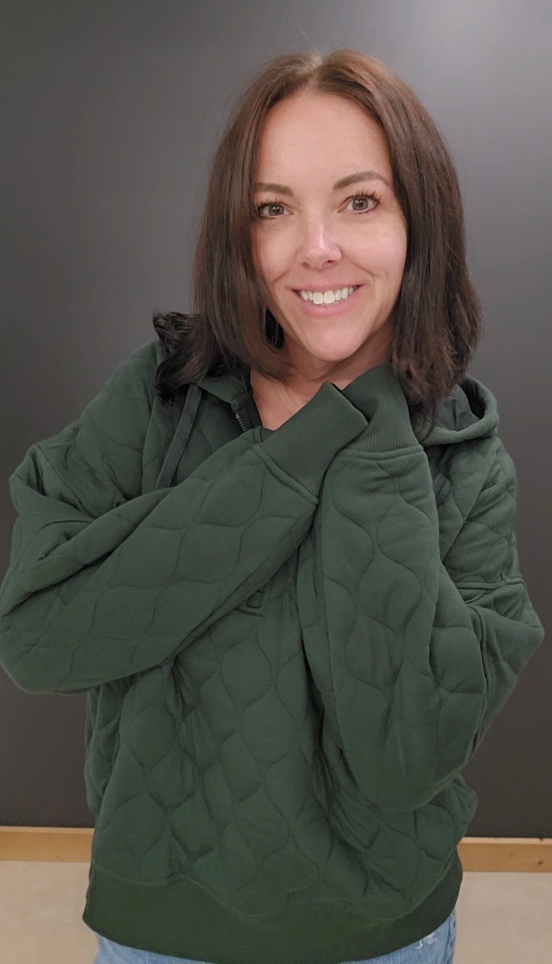 Quilted Quarter Zip Hoodie