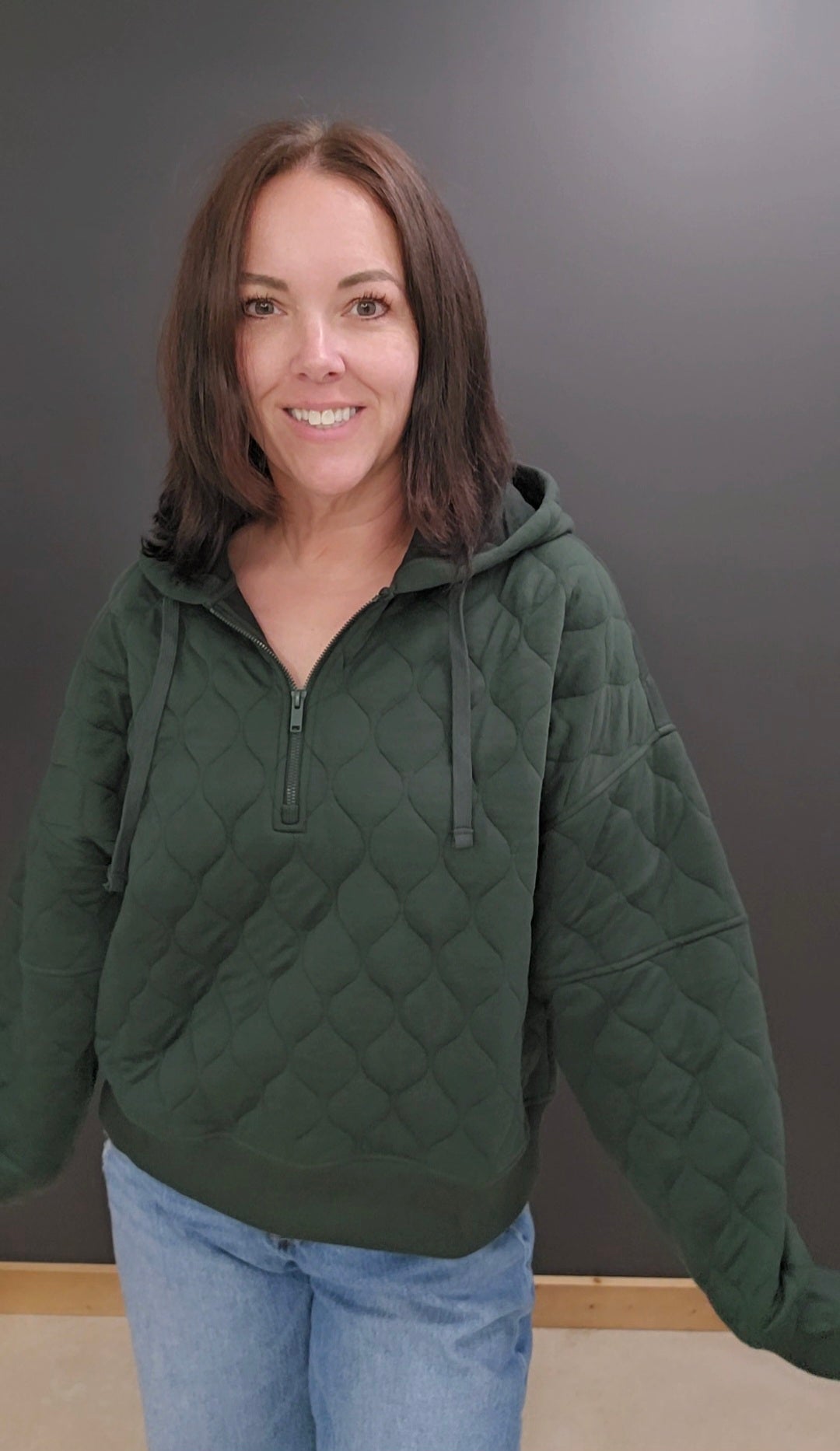 Quilted Quarter Zip Hoodie