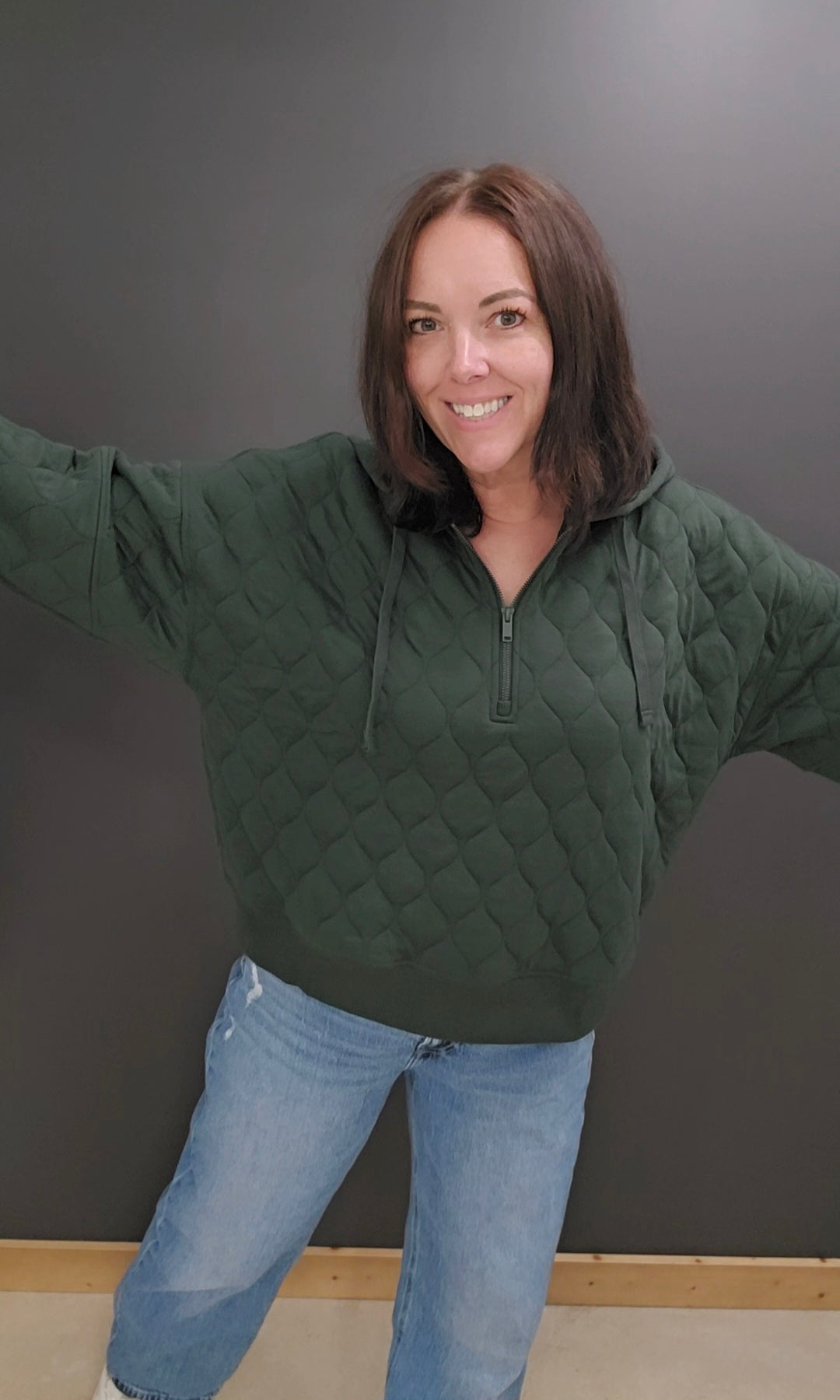 Quilted Quarter Zip Hoodie