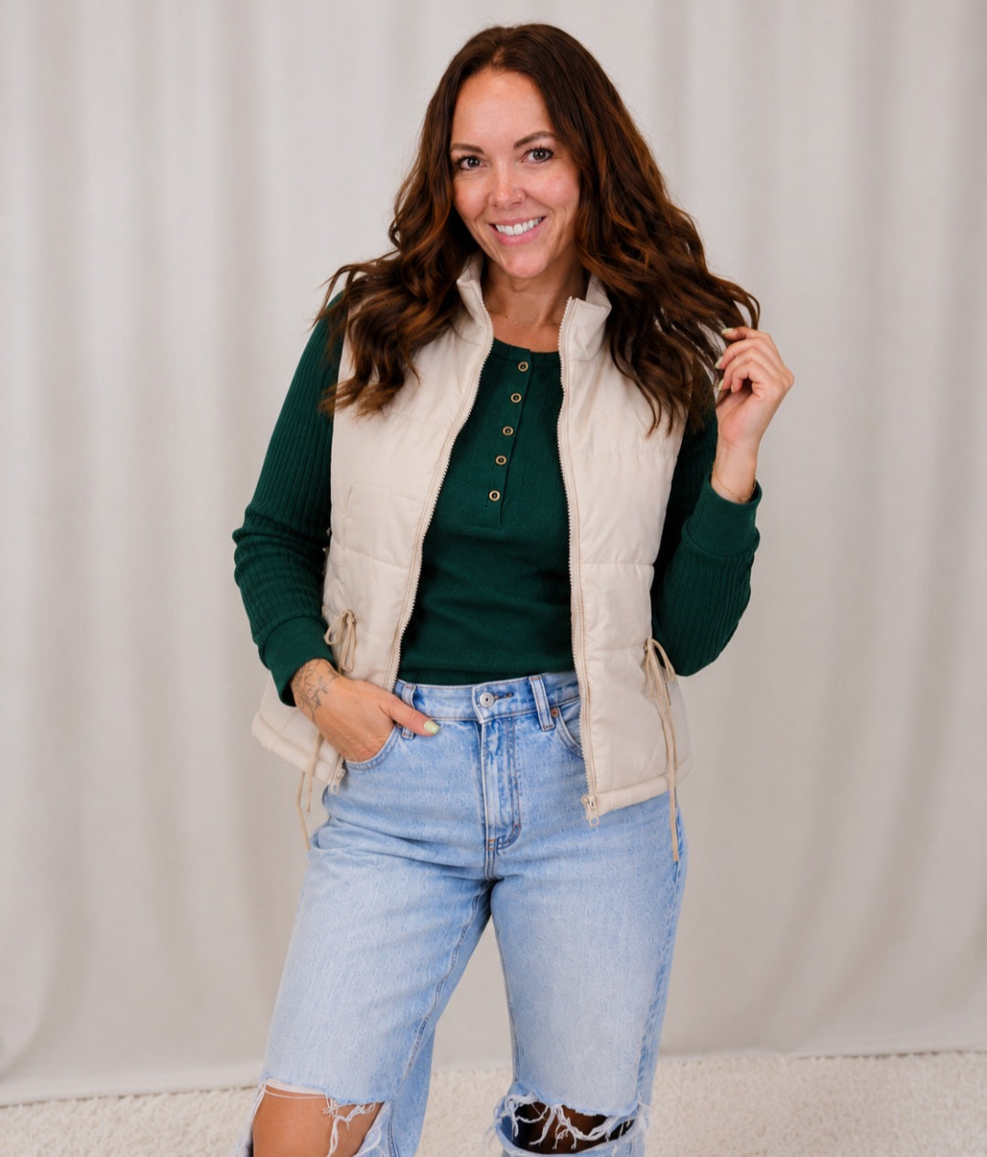 Tessa Cream Tie Vest