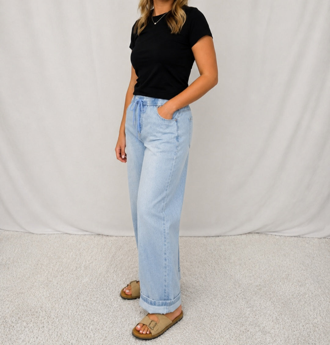 Drawstring Denim Jean