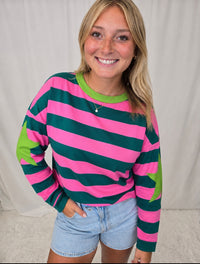 Pink/Teal Stripe Star Top