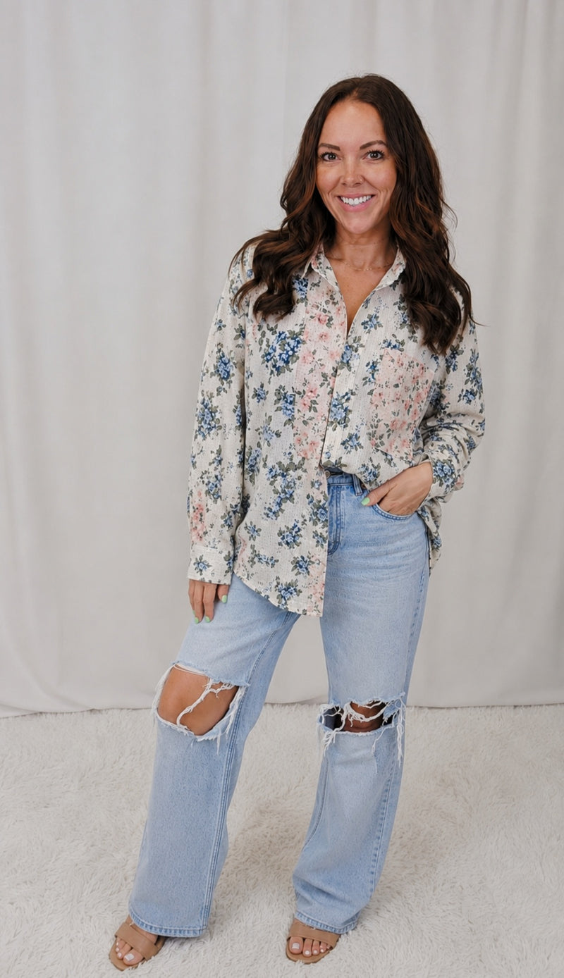 CottageCore Floral Blouse