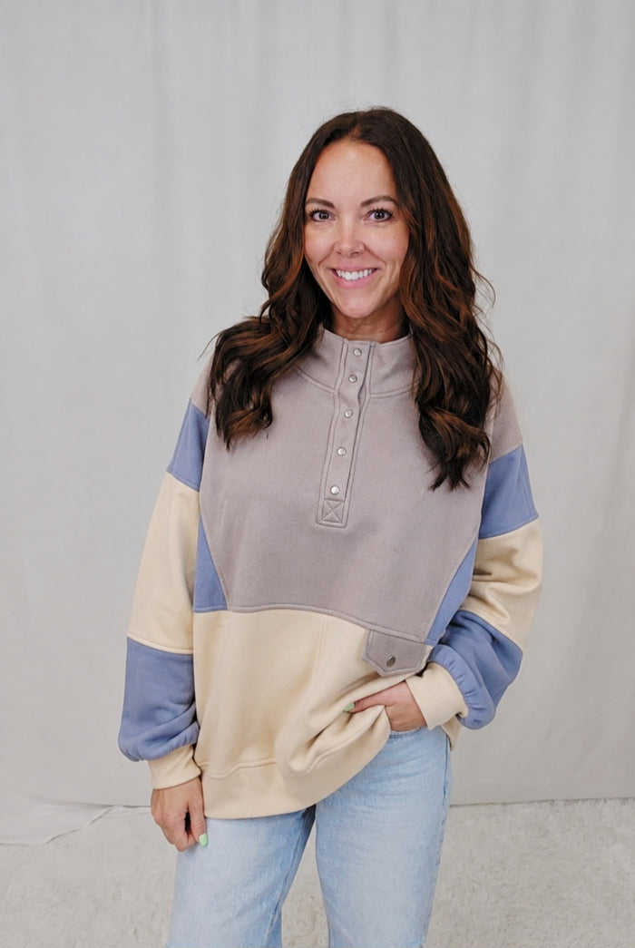 Camila Colorblock Snap Sweatshirt
