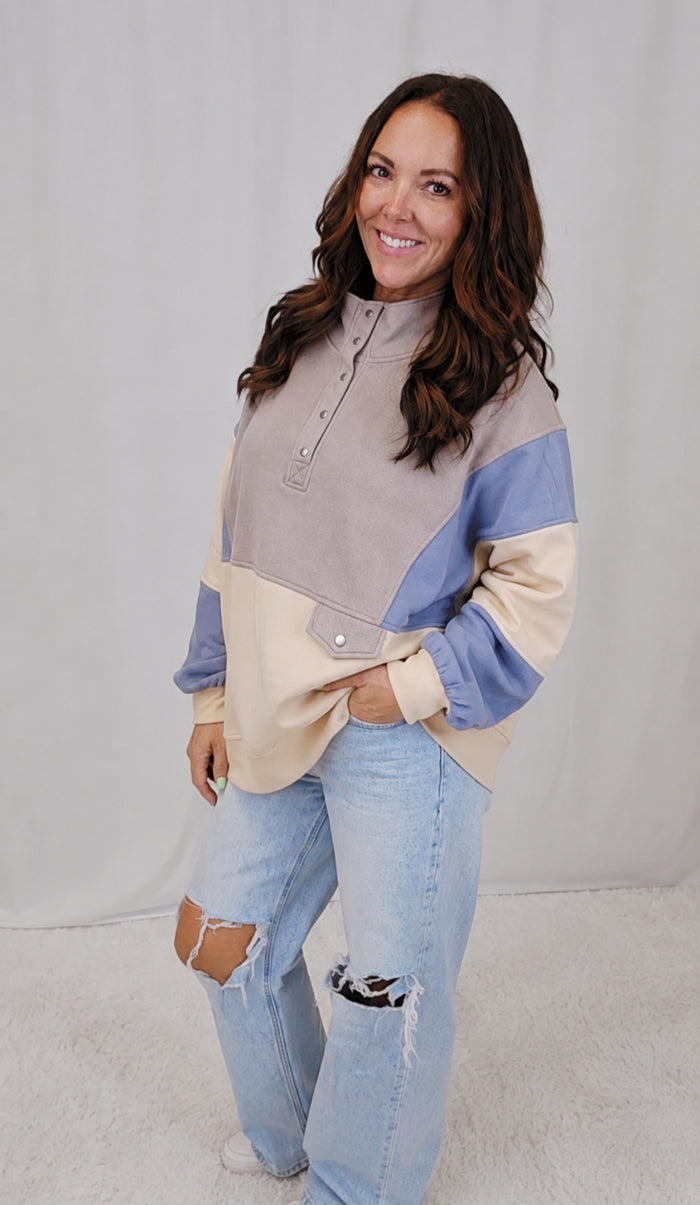 Camila Colorblock Snap Sweatshirt
