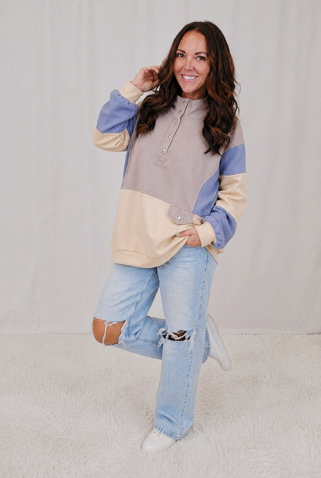 Camila Colorblock Snap Sweatshirt