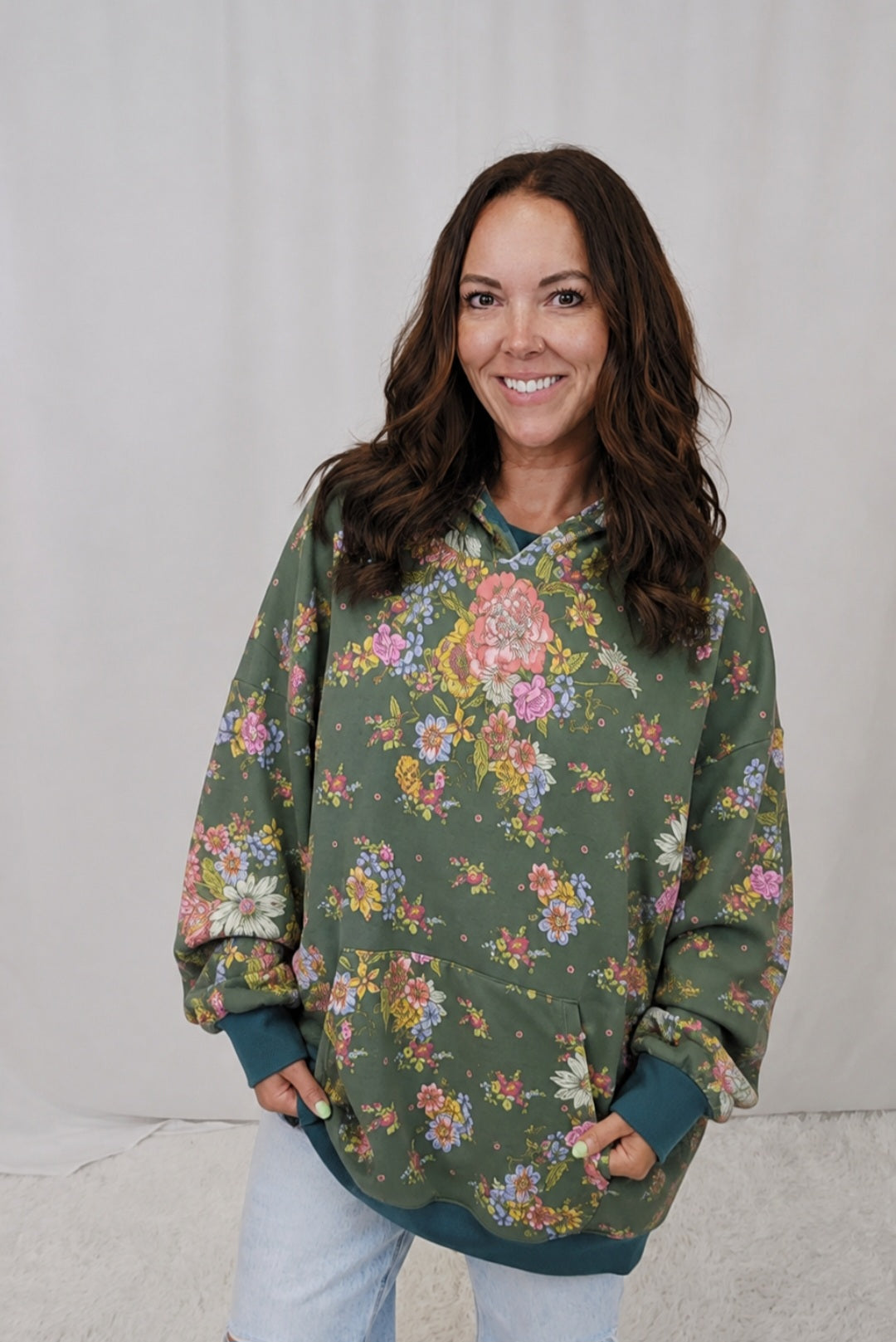 Gina Green Floral Hoodie