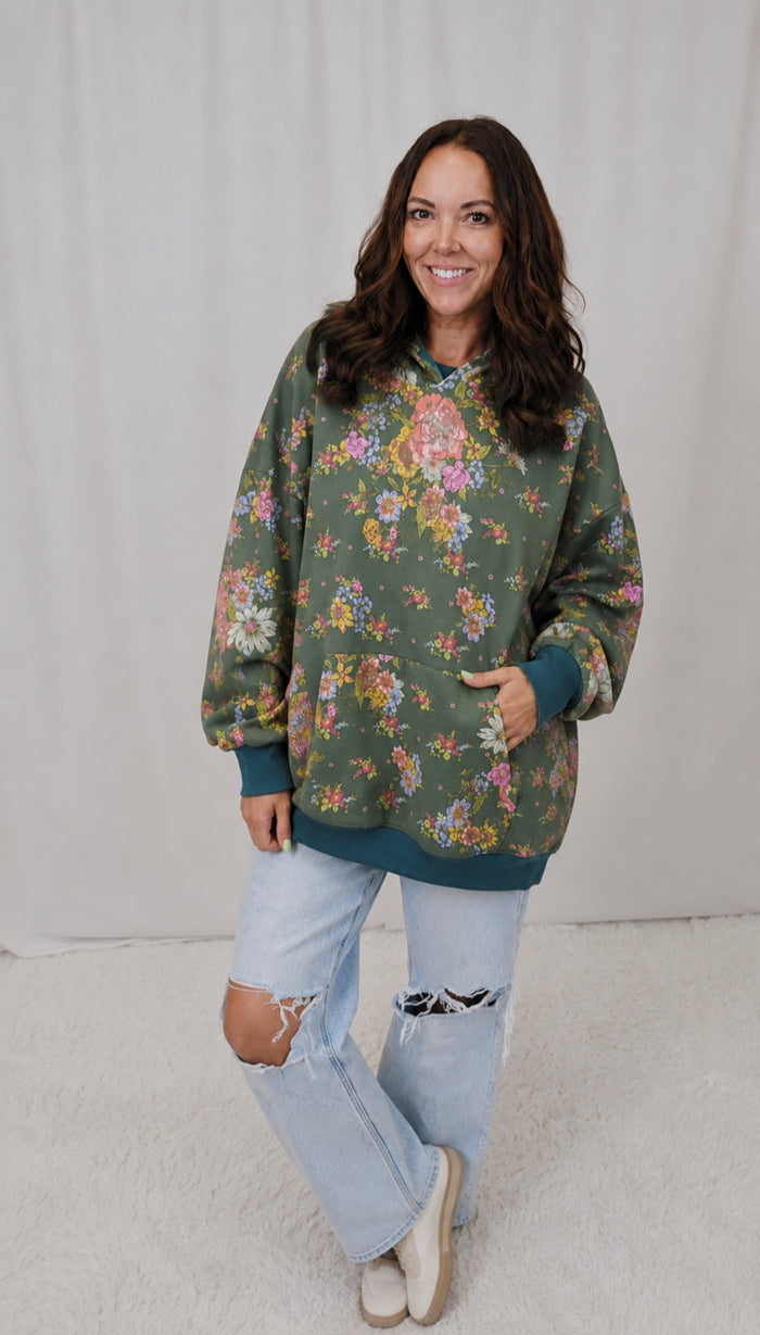 Gina Green Floral Hoodie