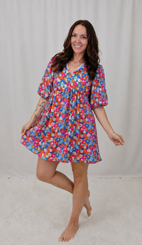 Sky Blue Floral Dress