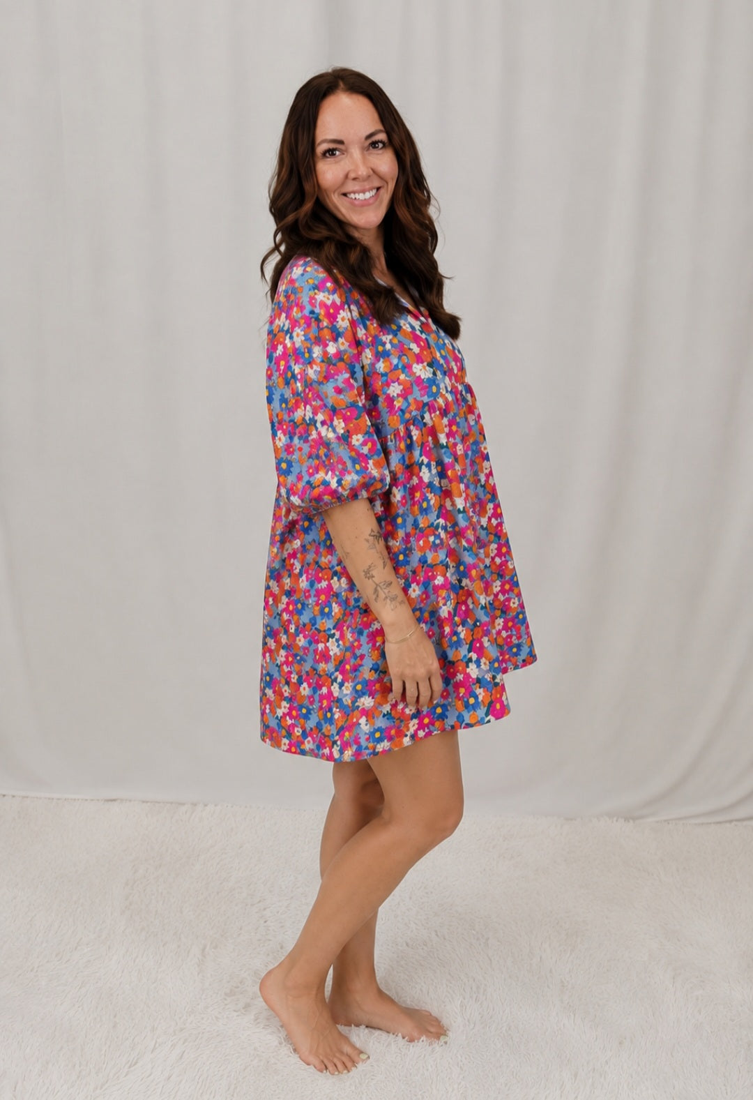 Sky Blue Floral Dress