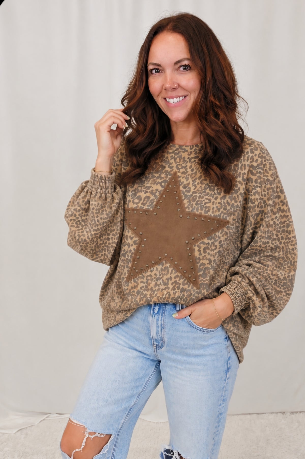 Sandy Leopard Pullover