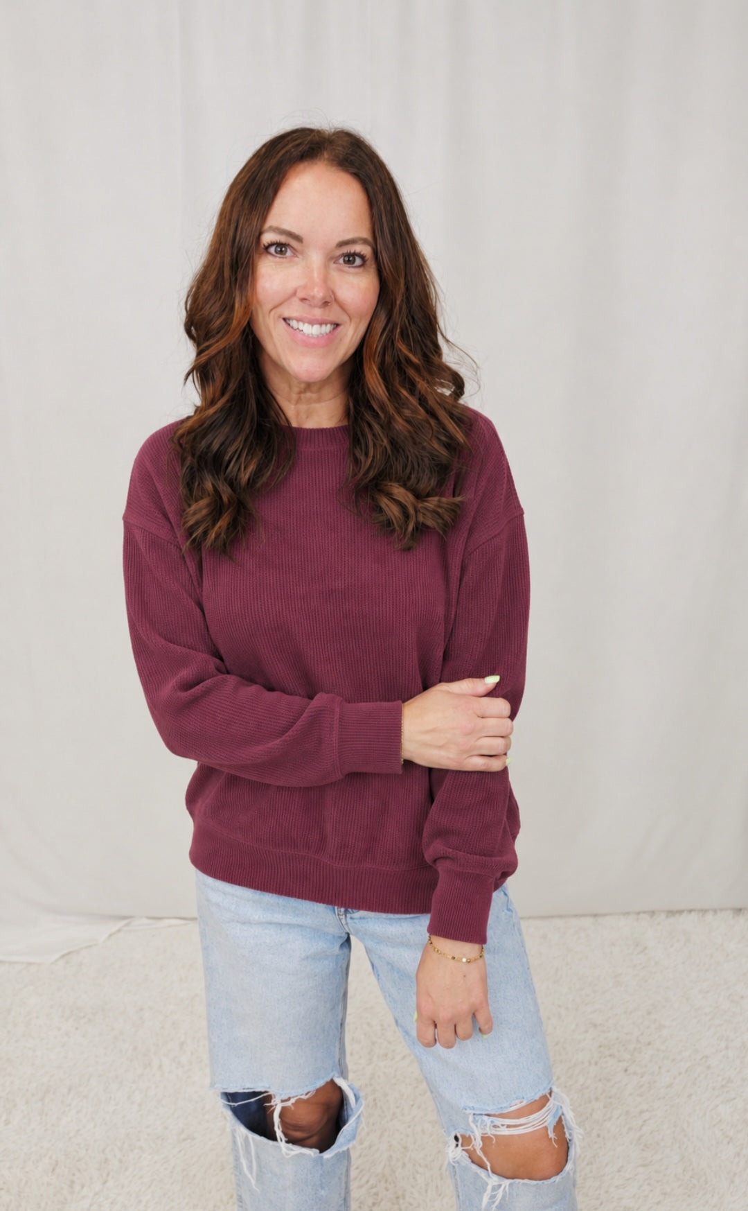 Cheryl Waffle Crewneck