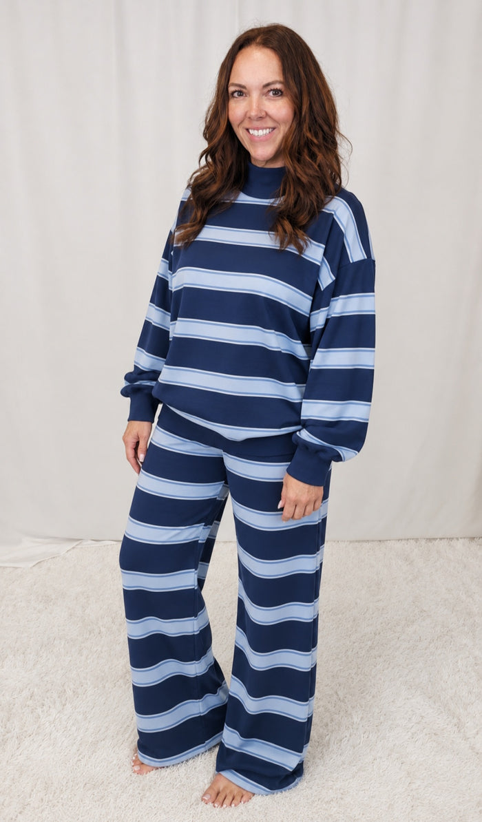 Blue Stripe Pant SET