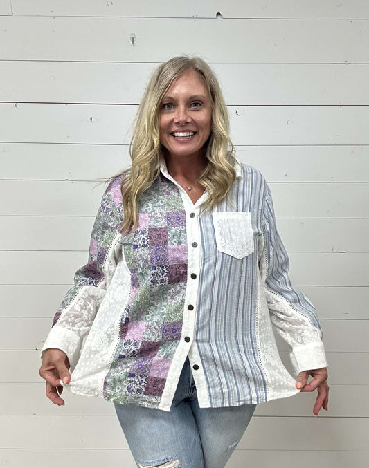 Mixed Print Blousem -sale