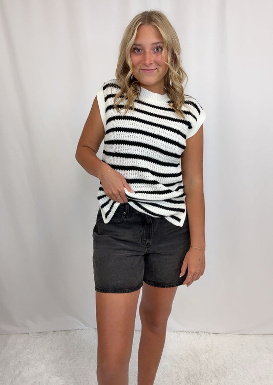 Tamsin Black Striped Top