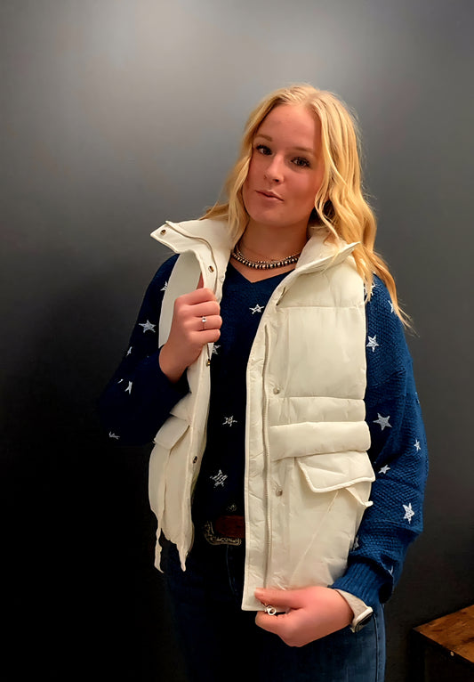 Placket Off White Vest