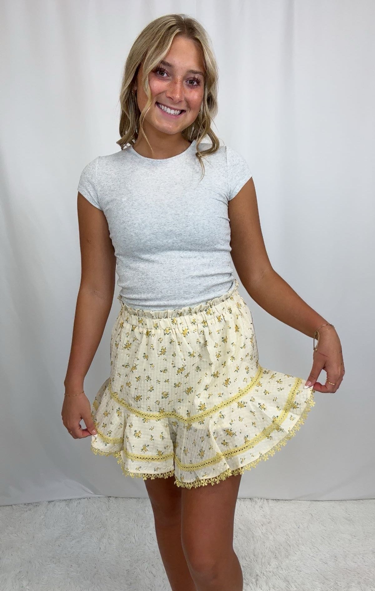 Flora Floral Yellow Shorts