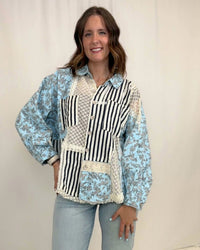 Sky Floral Crochet Patch Jacket