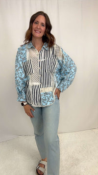 Sky Floral Crochet Patch Jacket