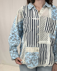 Sky Floral Crochet Patch Jacket