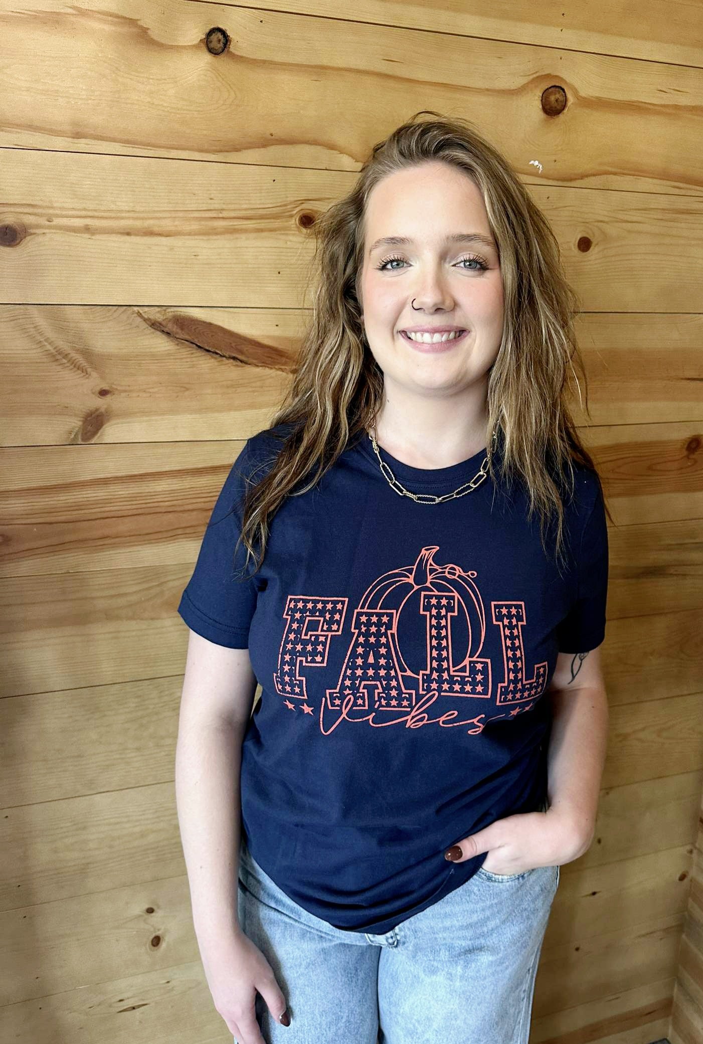 Navy Fall T-shirt - sale