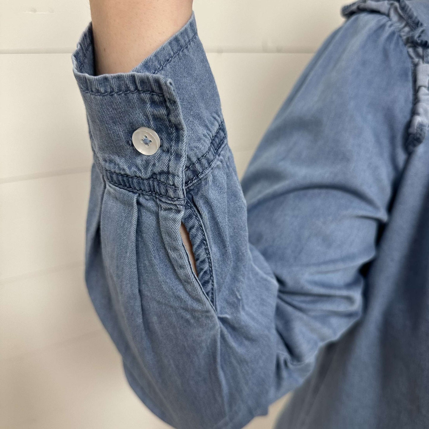 Ruffle Denim Shift Dress