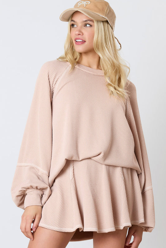Khaki Corded Skirt SET