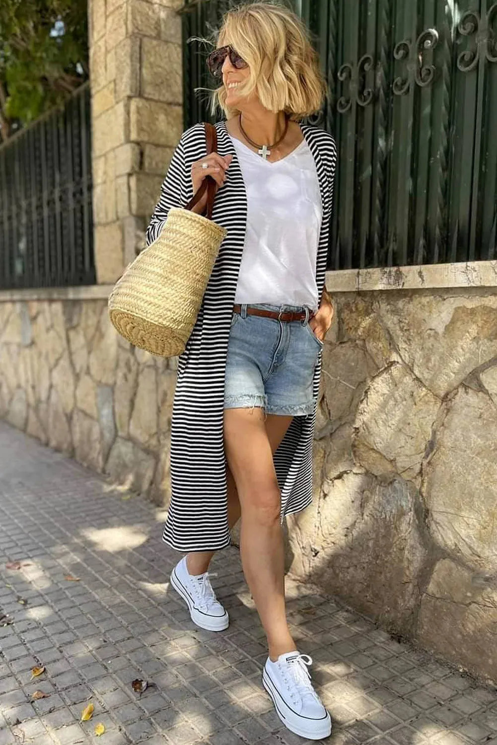 Lightweight Black Striped Cardigan