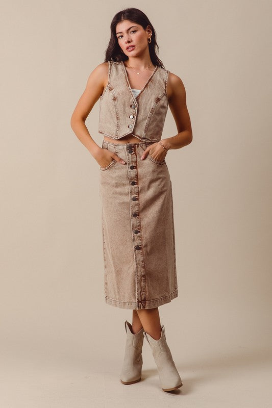 Steph Midi Denim Skirt