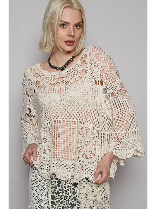 Cream Crochet Top ONE SIZE