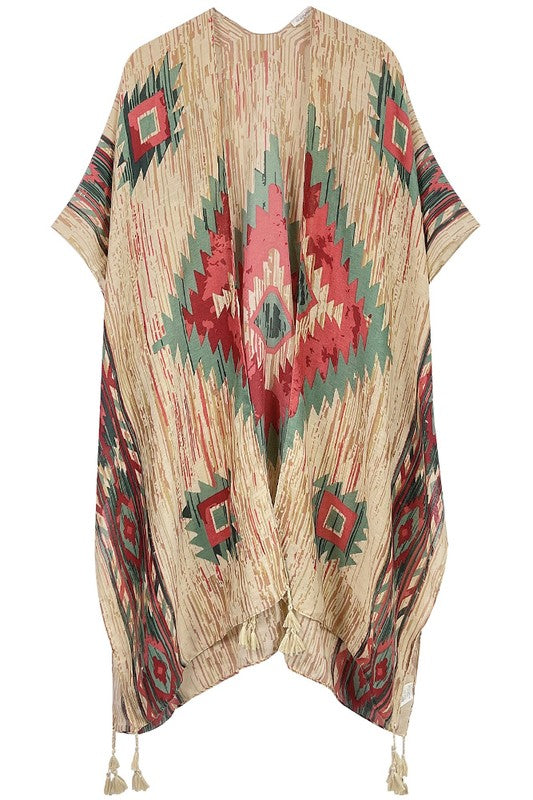 Beige Aztec Kimono