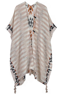 Beige Tassel Kimono