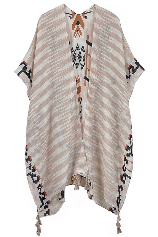 Beige Tassel Kimono