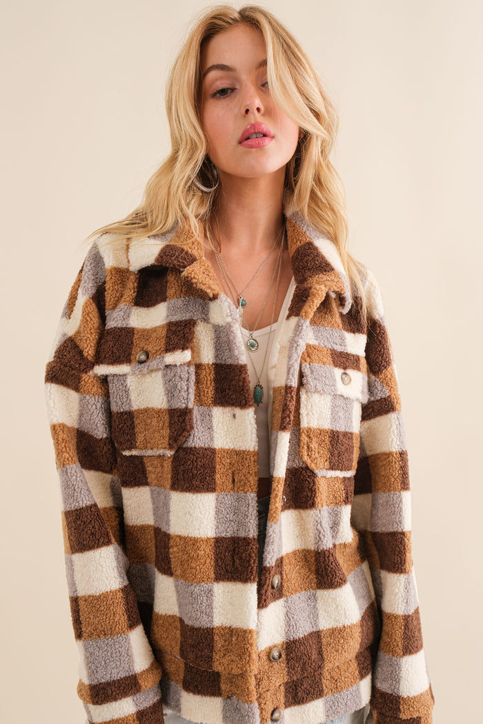 Checkered Teddy Shacket