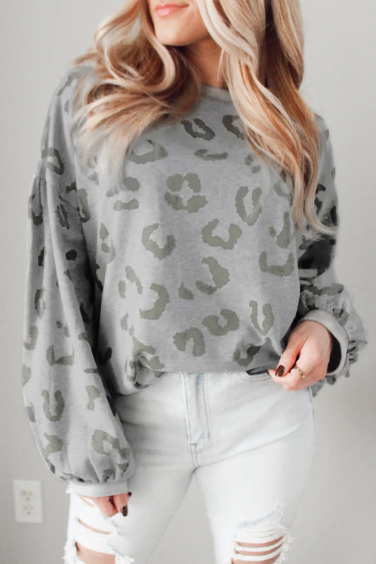 Grey Leopard Top -sale