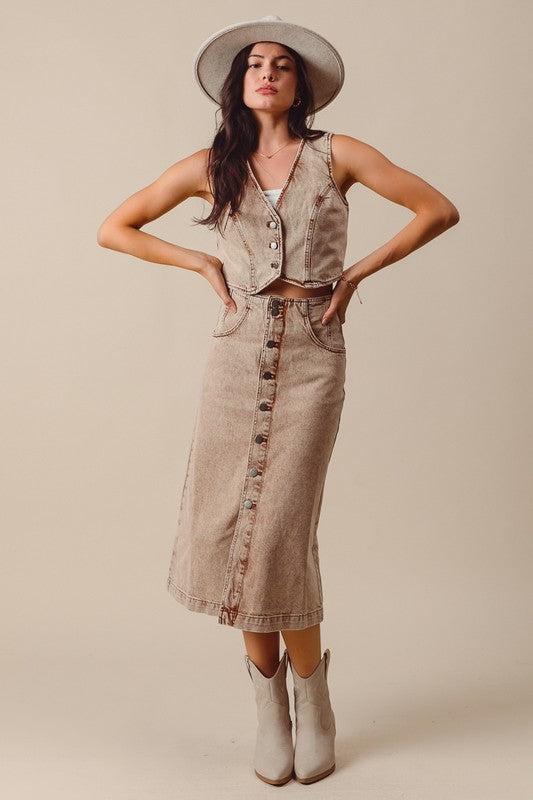 Steph Midi Denim Skirt