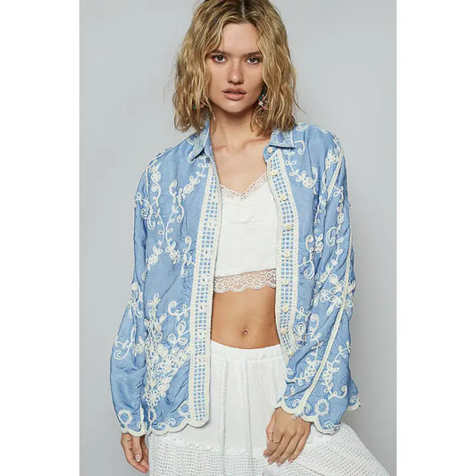 Emma Embroidered Shirt ONE SIZE