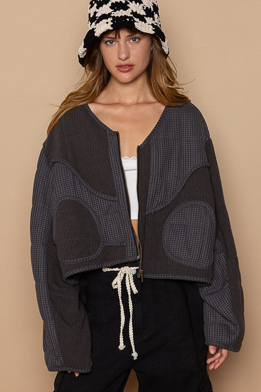 Charcoal Quilted Shacket