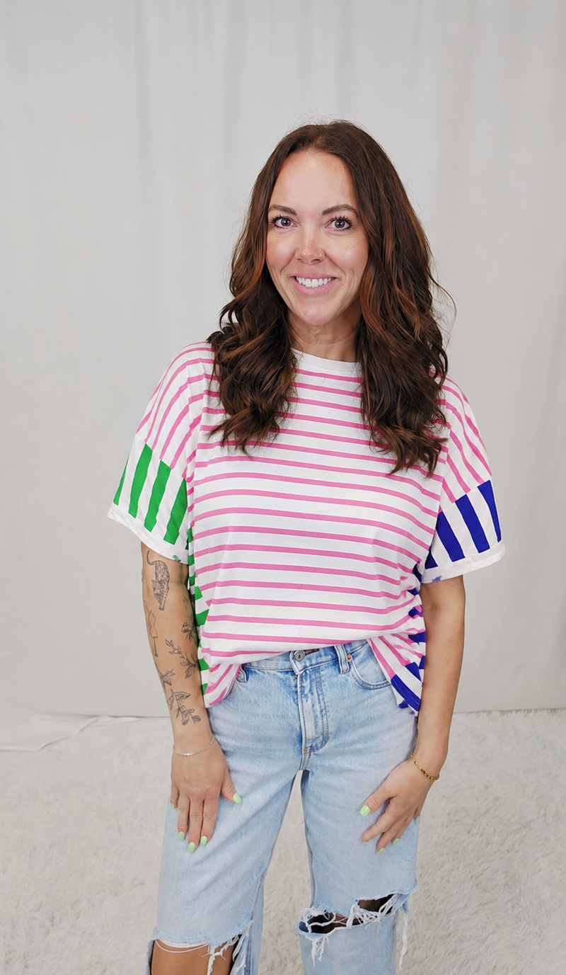 Multi Stripe Oversized Tee